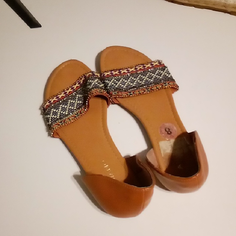 Elegant Tan and Patterned Women's Sandals